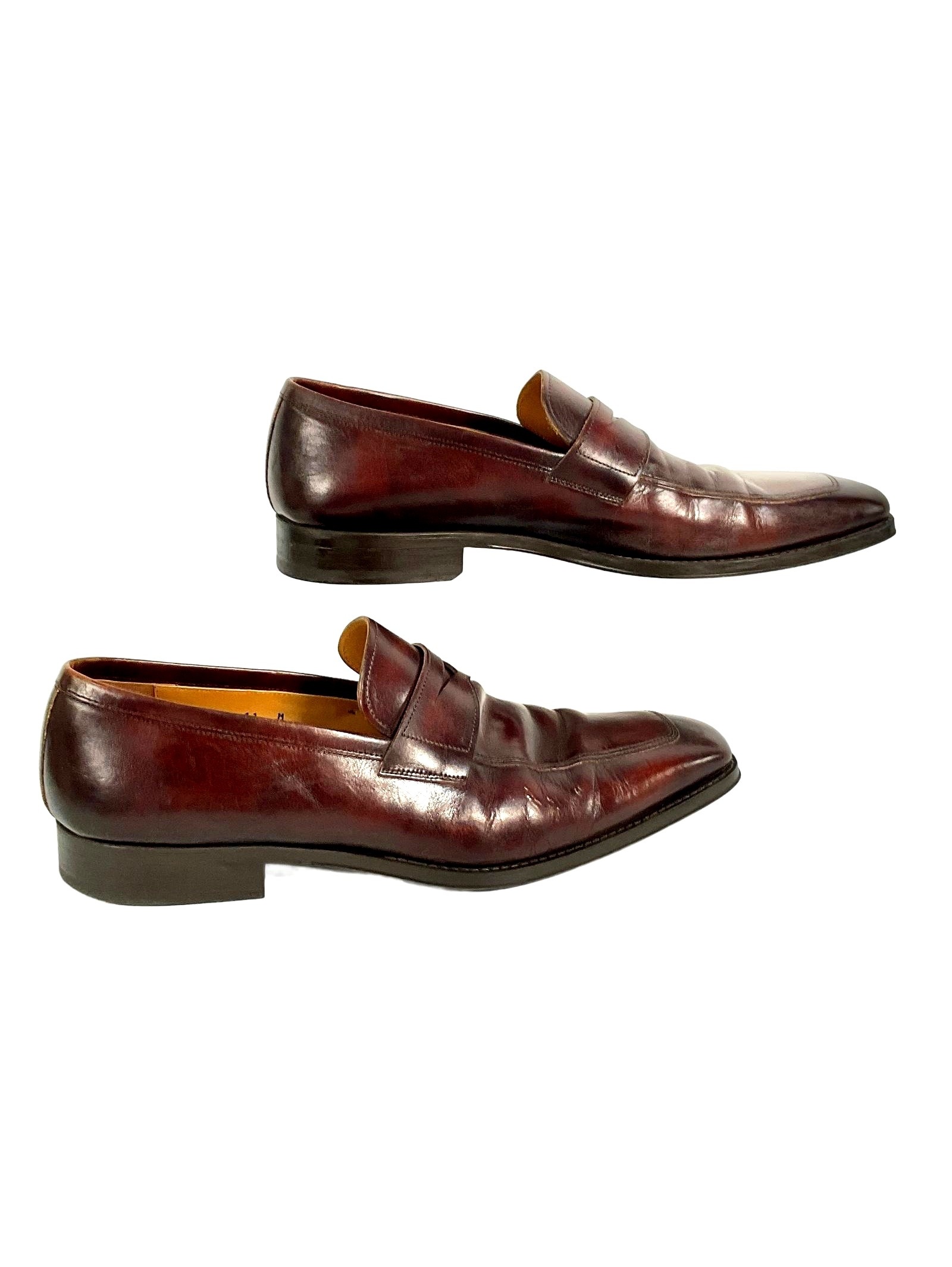 Magnanni Men's Burgundy Leather Loafers Size 11 M
